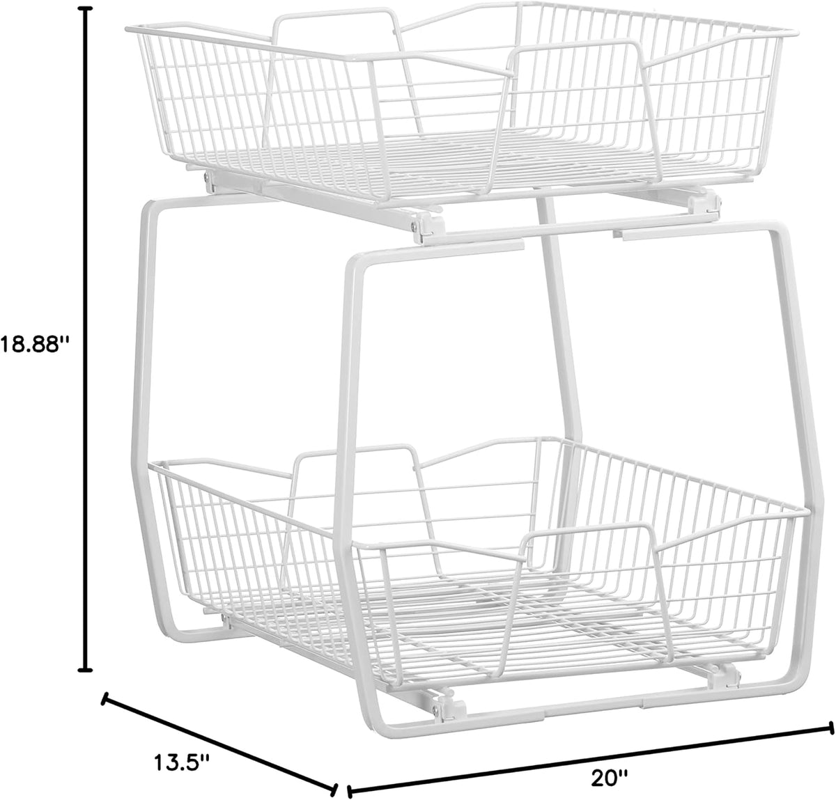 ClosetMaid 14 in. Pull Out Cabinet Organizer, 2 Tier, Heavy Duty, Slide Out Pantry Shelves Drawers for Kitchen, Bathroom, White