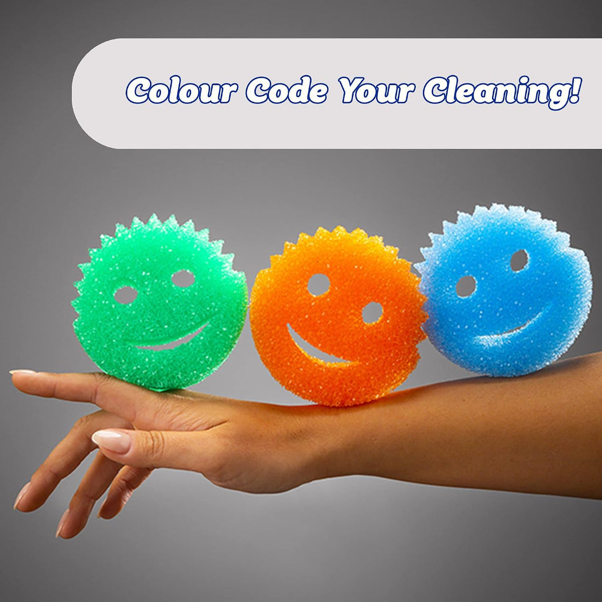 Scrub Daddy Colors Kitchen Sponges, Dish Sponges for Washing Up, Texture Changing Washing Up Sponge, Non Scratch Dish Scrubber, Odour Resistant Bathroom Cleaning Products, Dishwasher Safe, Pack of 2