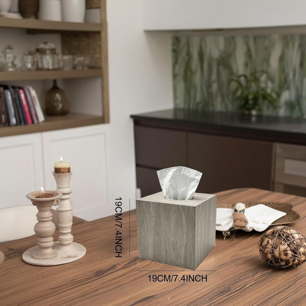 Natural Marble Square Tissue Box Holder Cover for Bathroom