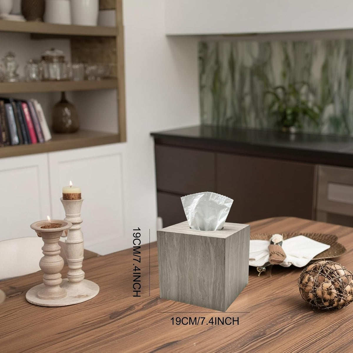 Natural Marble Square Tissue Box Holder Cover for Bathroom