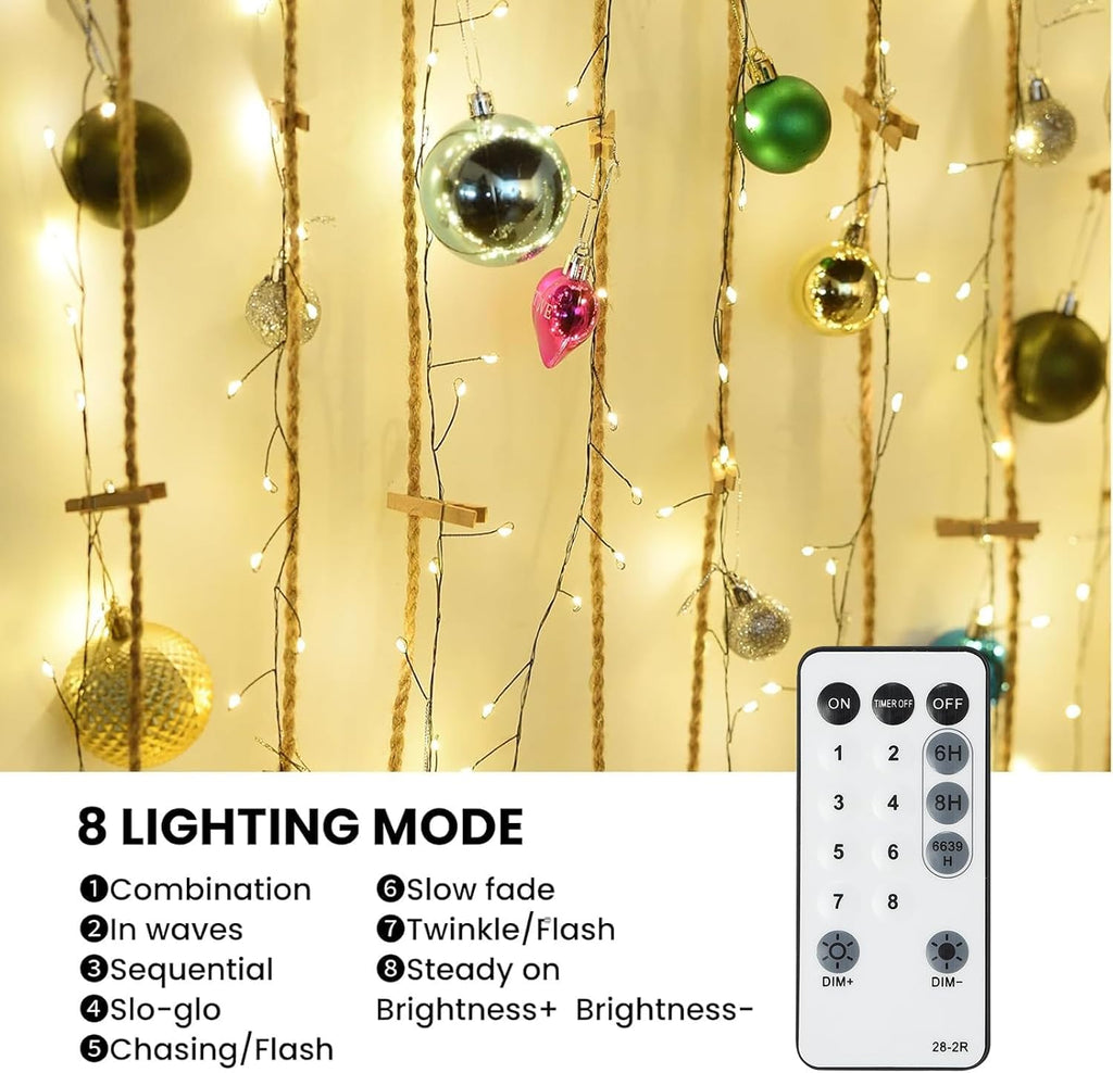 Dailyart 200 LED Fairy Lights Plug in with Remote & Timer for Christmas