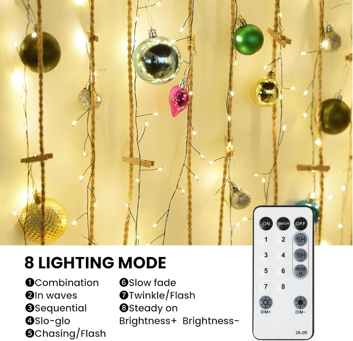 Dailyart 200 LED Fairy Lights Plug in with Remote & Timer for Christmas