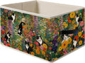 Gustav Klimt Inspired Tuxedo Cat Storage Bin Box with Handles, Colorful Floral Black and White Cat Foldable Organizer Basket Toybox for Home Bedroom Bathroom Clothes Toys Books
