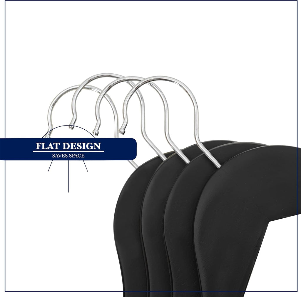 Wooden Hangers, 20 Pack, Non-Slip Velvet for Pants, Coats (Black)