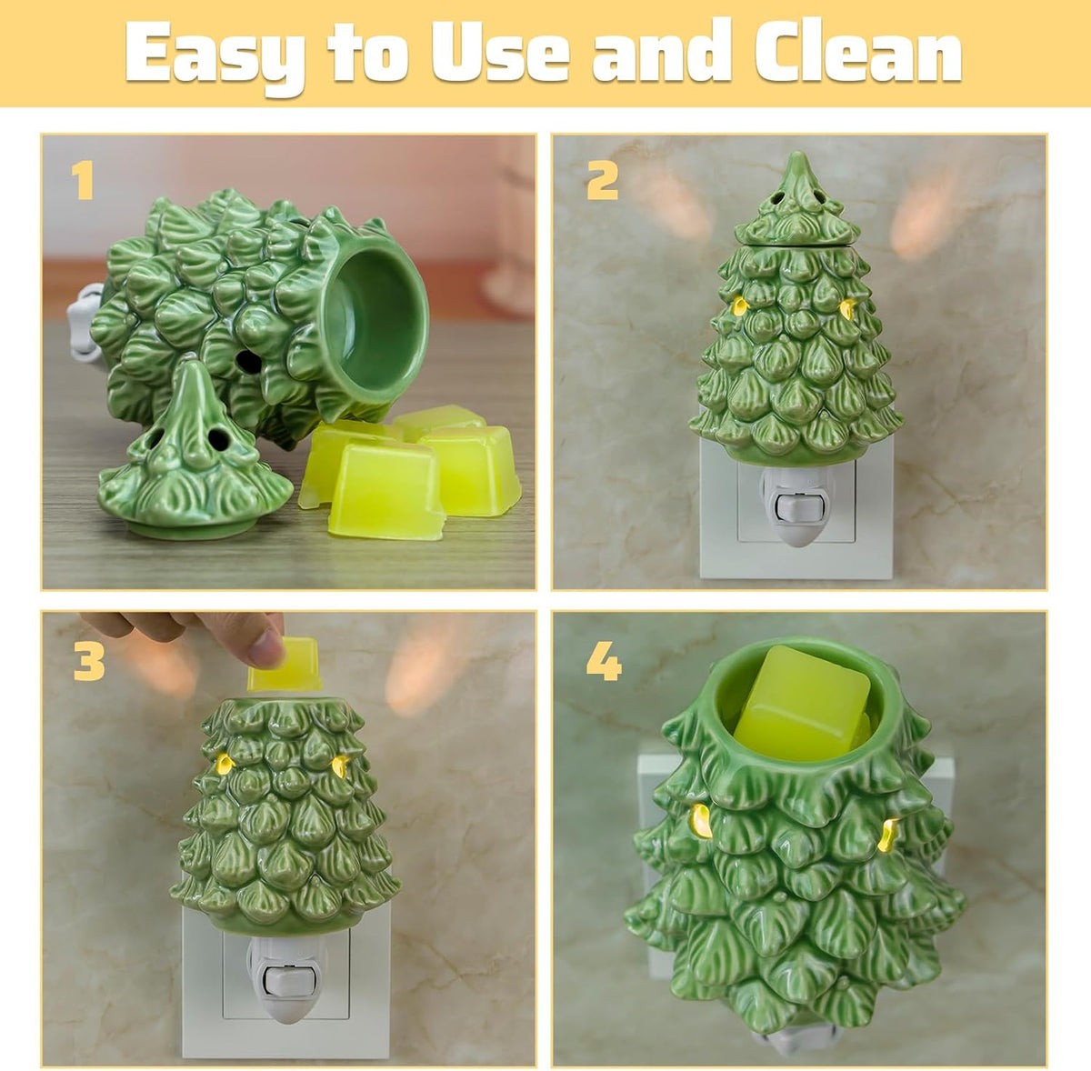 STAR MOON Christmas Wax Melt Warmer, Christmas Tree Plug in Wax Warmer, Scentsy Warmer for Fragrance Oil, Night Light Wax Burner Decoration with Two Bulbs
