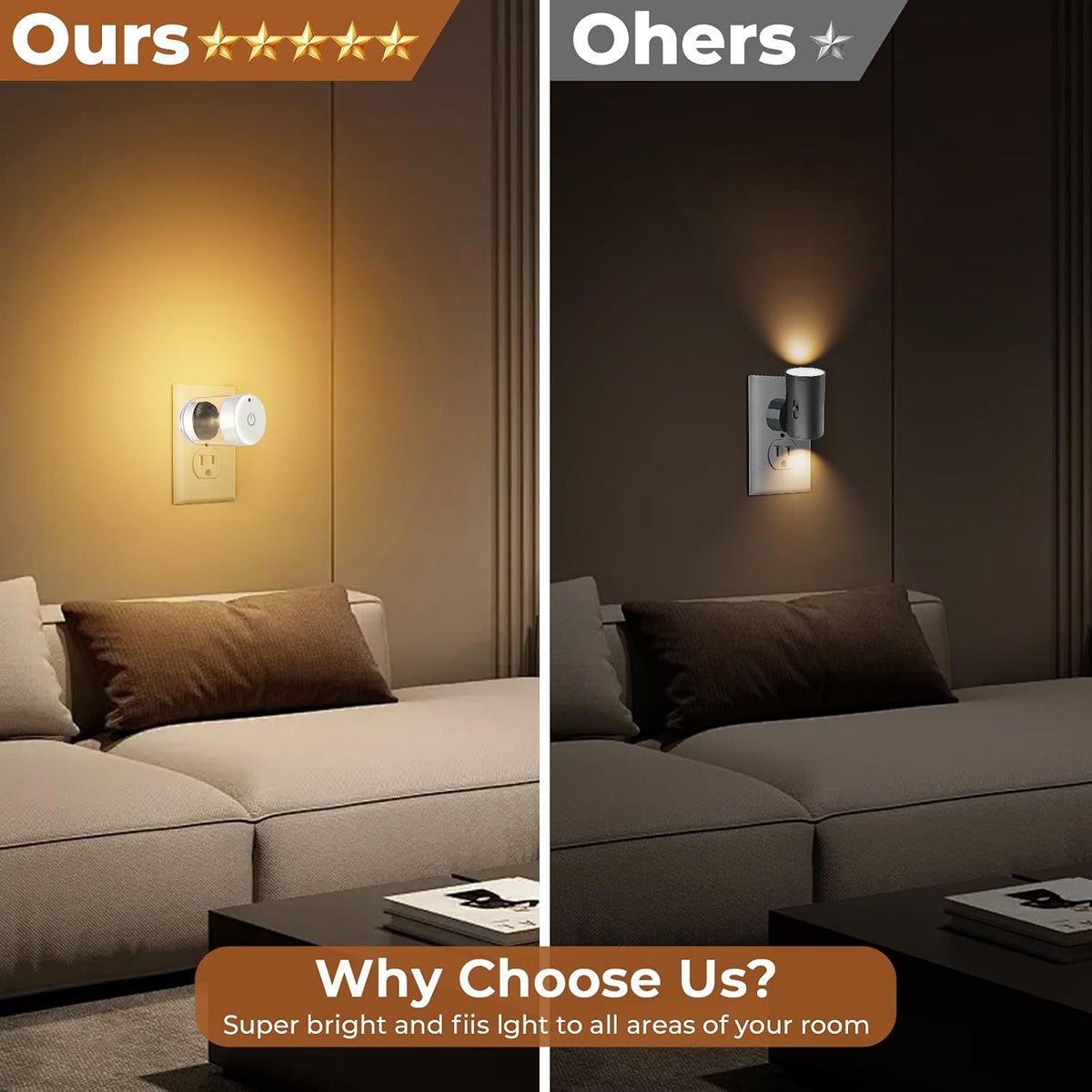 TSEXES Night Lights Plug into Wall,3000K/4000K/5000K Adjustable Color Temp