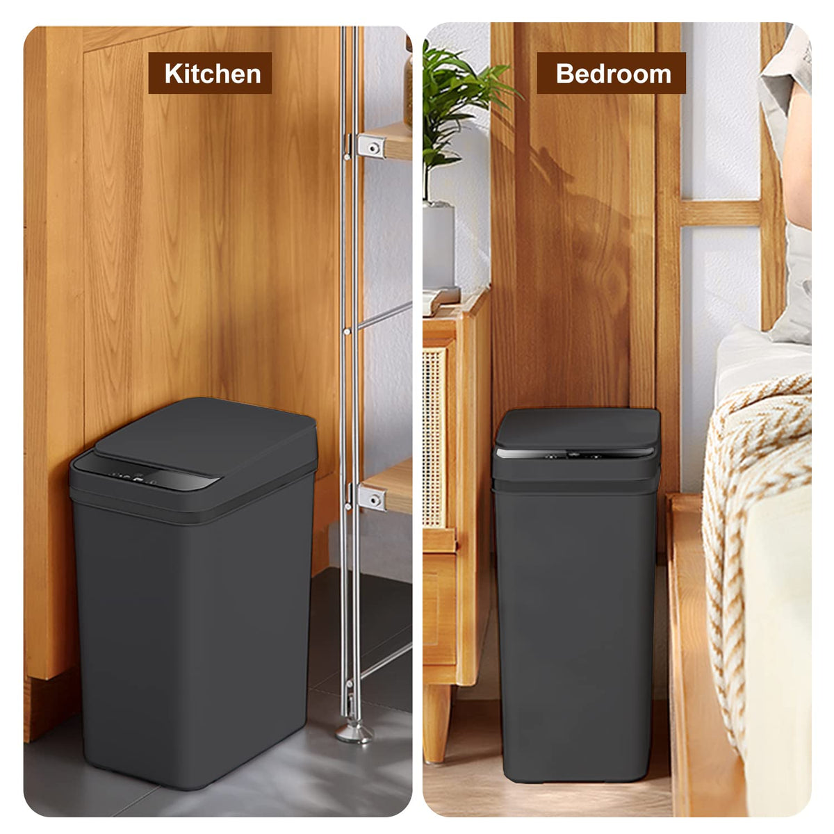 2 PACK - Touchless Bathroom Trash Can - Skinny Motion Sensor Trash Bin