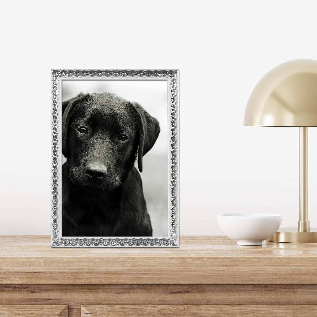 Lawrence Frames Metal Picture Frame with Hammer Effect, 4x6, Silver