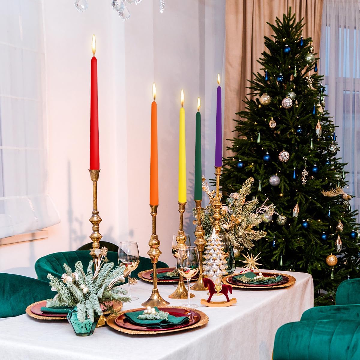 10 Inch Rainbow Taper Candles for Pride Events Supportive Gatherings, 12 Pack Unscented Candlesticks in 6 Colors for Artistic Displays, Seasonal Celebration and Home Decoration