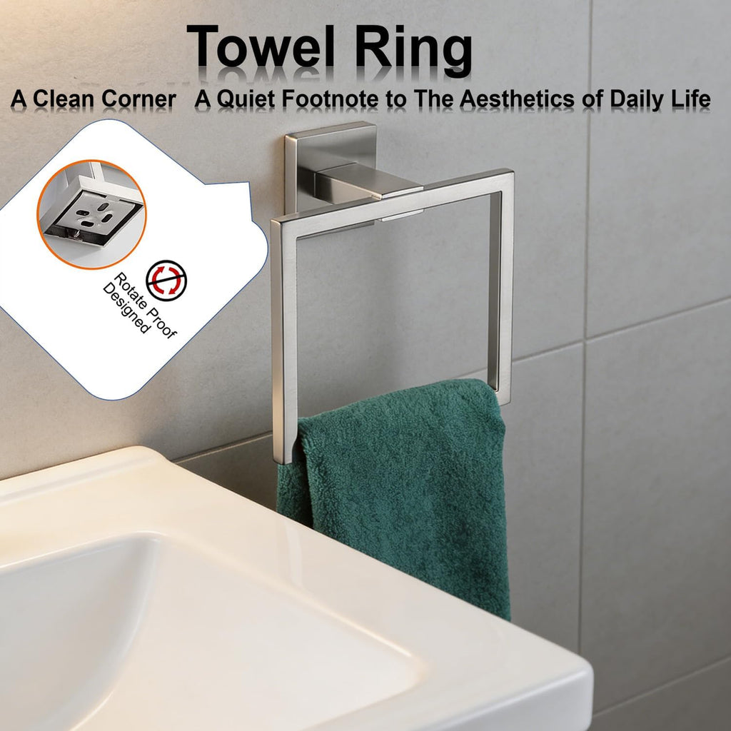 Bathroom Hardware Set Piece Brushed Nickel Bathroom Accessories Set SUS304 Towel Bar Set Includes 2 Towel Bar 24 Inch+2 Towel Holder+2 Toilet Paper Holder+4 Towel Hooks (10, Brushed Nickel)