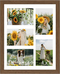 JCJMY 11x14 Picture Frame, 4x6 Collage Picture Frame, Display 5 Pcs 4x6 Photos or 11x14 Picture, Five Opening 4x6 Collage Frame for Wall Hanging, Lightweight 4 x 6 Multi Pictures Frame, Brown