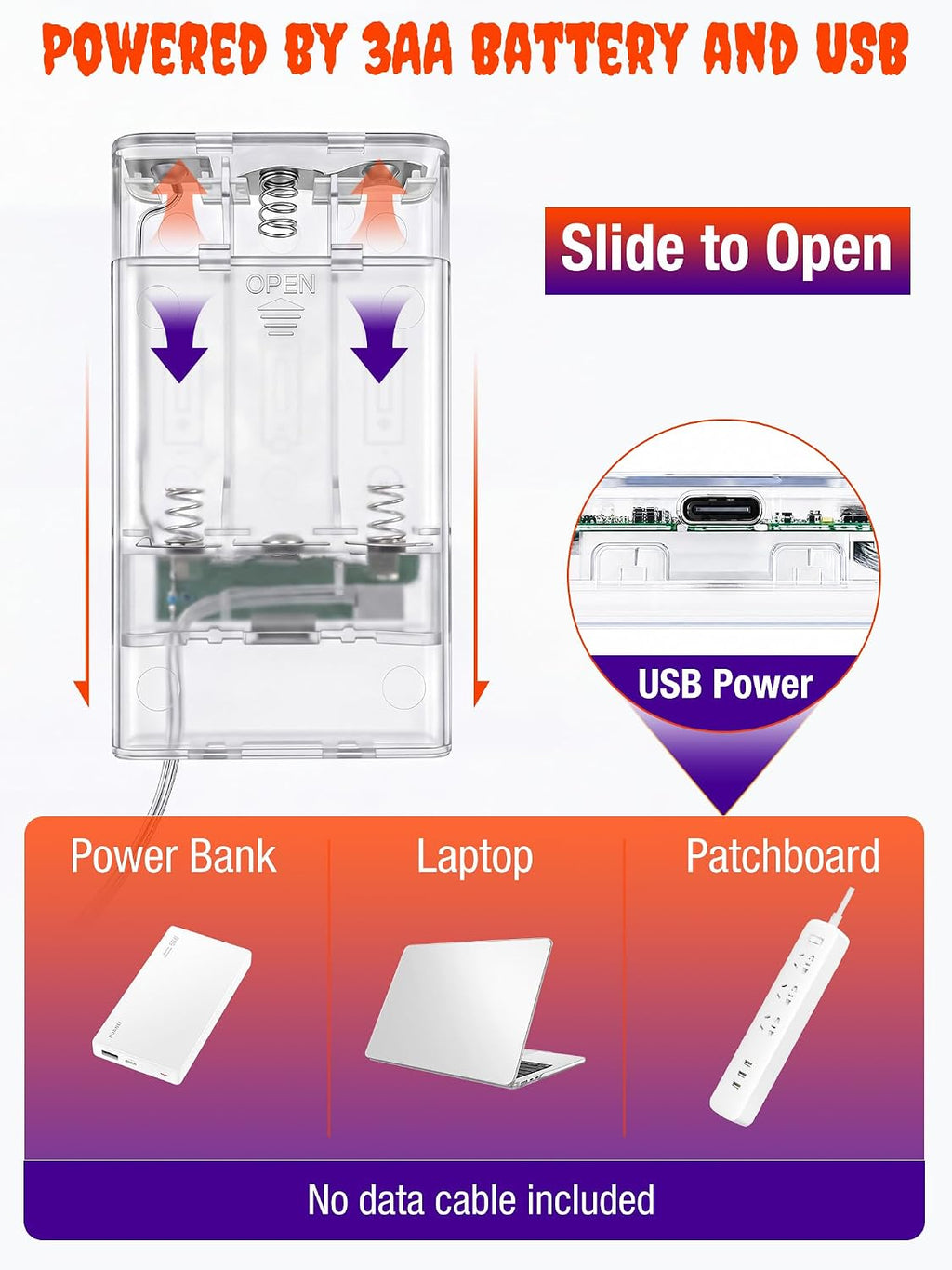 btfarm 2 Pack Halloween Fairy Lights Battery Operated Timer, Orange Purple