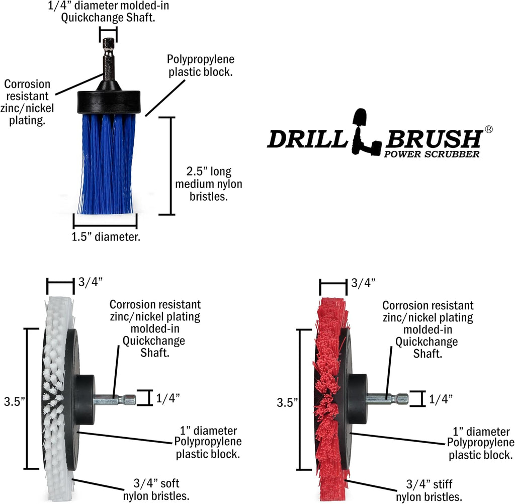 Car Detailing Drill Brushes - Crevice Cleaning Brushes for Household Use
