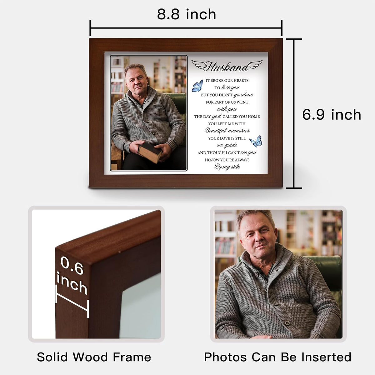 Memorial Gifts for Loss of Husband,Sympathy LED Shadow Boxes 4x6 Photo, Bereavement Keepsake for Loss of Husband, Healing Memorial Decor, Grief Support Gift for Wife, Family, Friends, Colleagues