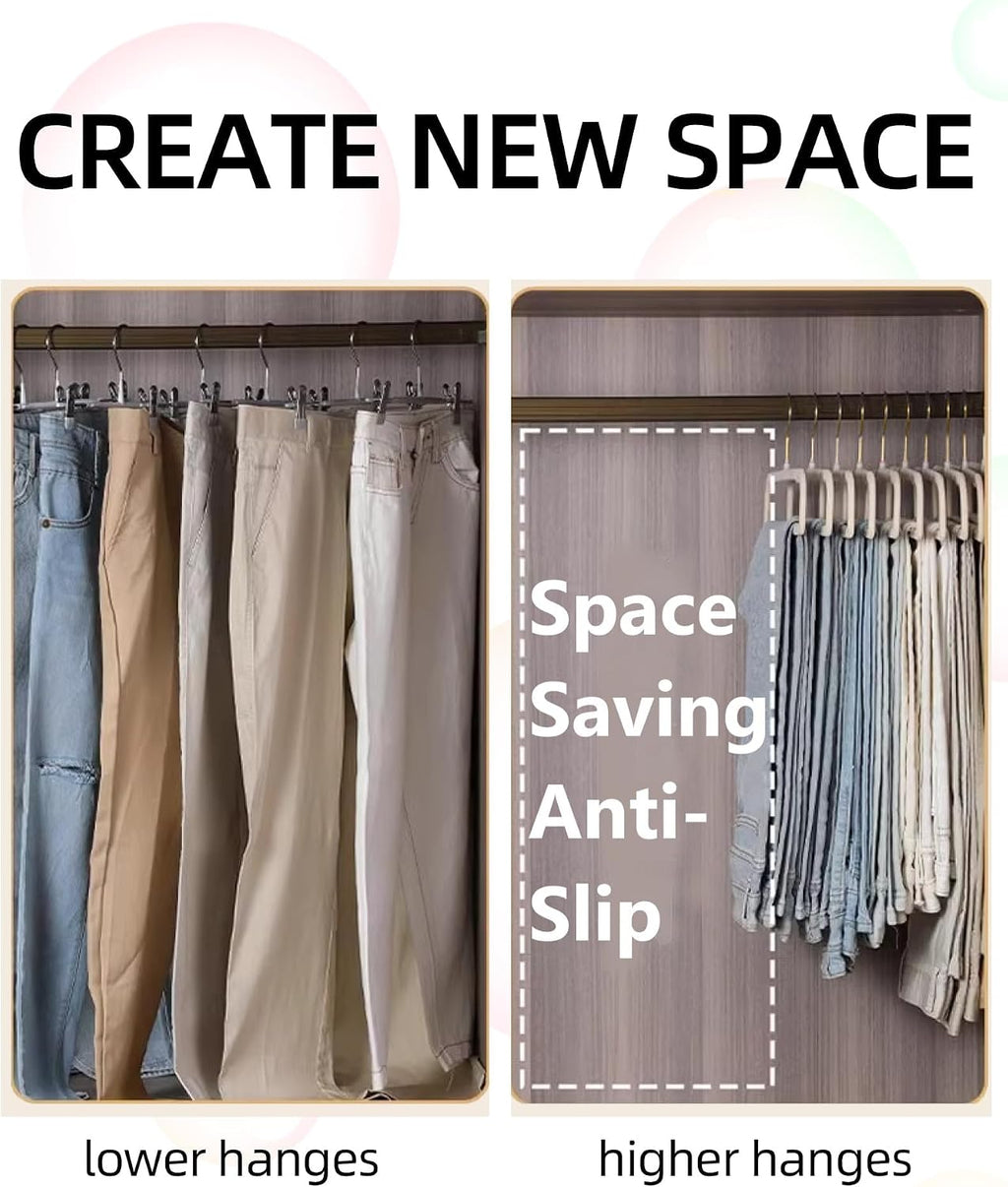 20 Pack Velvet Pants Hangers for Closet Space Saving, Thin Hanger (White)