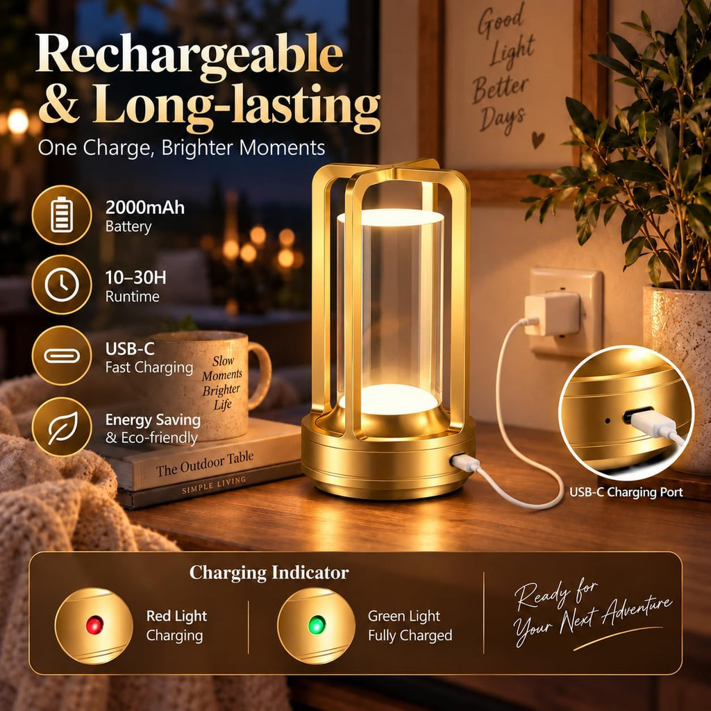 Rechargeable Table Lamp for Outdoor Indoor Portable Lamp with 3 Colors