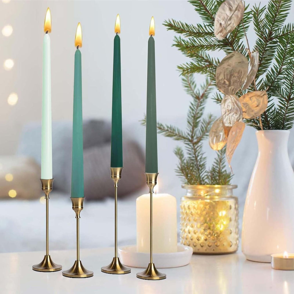 10in Gradient Taper Candles Set of 4 Pack Tapered Candle, Tall Candlesticks,for Dinner Party Wedding, Home Decor,Kitchen Decors,Christmas,Halloween (Green Gradient, 10 inch)