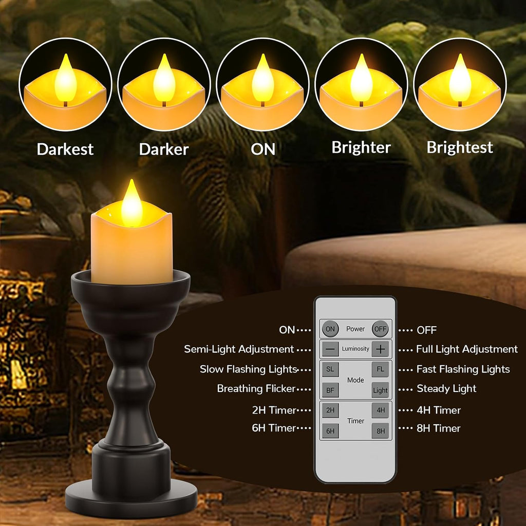PChero Rechargeable Flameless Candles with Remote Timer, 12 Pack