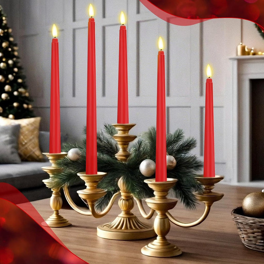 Rossesay 64 Pcs Flameless LED Taper Candle, Flickering Candles,Red