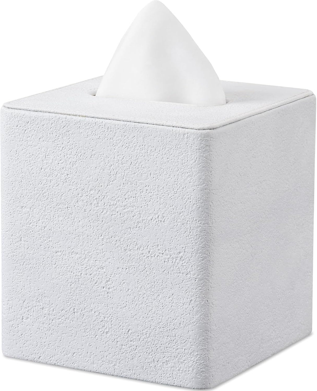 GORESE Travertine Look Square Tissue Box Cover,PU Leather Kleenexs Holder