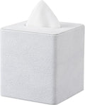GORESE Travertine Look Square Tissue Box Cover,PU Leather Kleenexs Holder