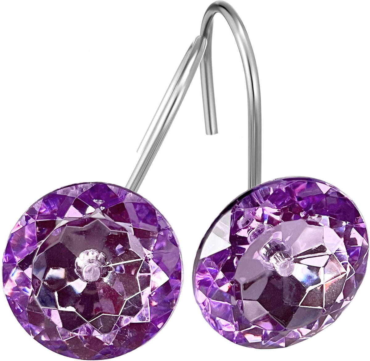 Purple Diamond Crystal Bling Shower Curtain Hooks Rings for Bathroom,12PCS