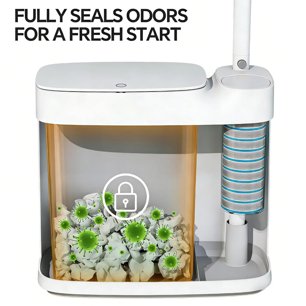Small Bathroom Trash Can with Toilet Brush Set,36 Disposable Refills