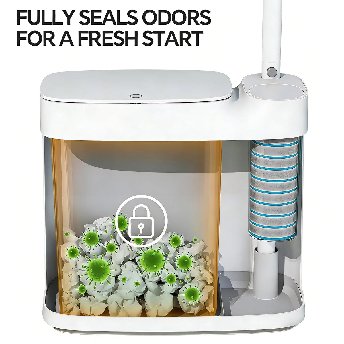 Small Bathroom Trash Can with Toilet Brush Set,36 Disposable Refills