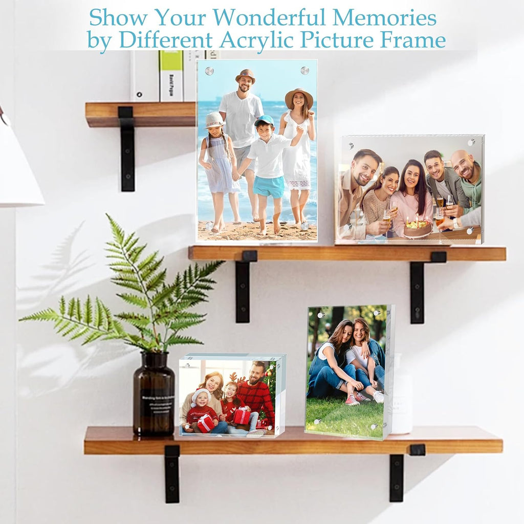 3 Pack 5x7 Acrylic Picture Frames, Premium Acrylic Photo Frame, Double-Sided Magnetic Picture Frames Clear Thickness Lucite Frameless Transparent Square Frame Gift for Home Office Desktop Display