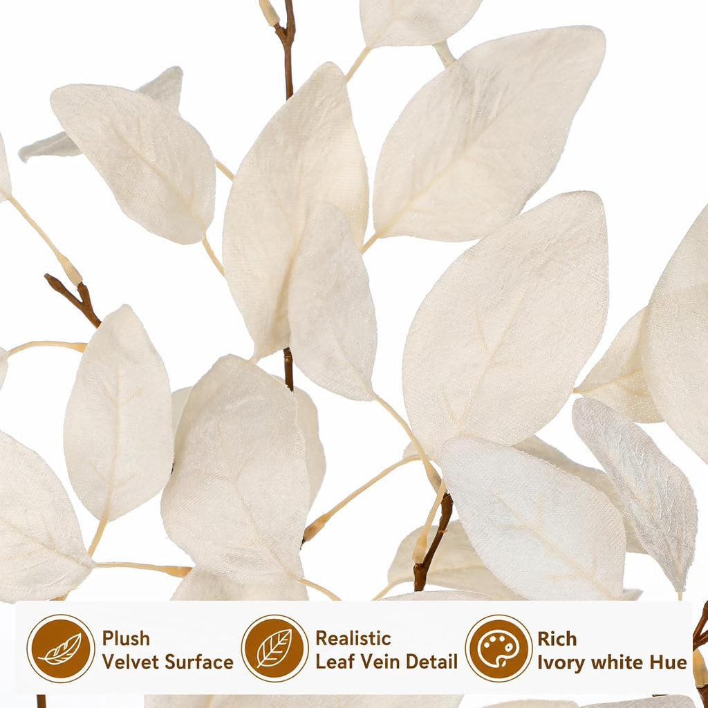 Briful 3-Pack 29.5-Inch Artificial Fall Stems, Ivory White