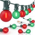 G40 LED Outdoor Christmas String Lights 50FT Hanging Globe String Light with 27 LED Shatterproof Frosted Red Green Lights(2 Spare), Waterproof Patio String Lights for Balcony Backyard Pergola Decor