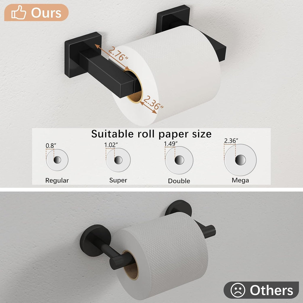FEILERN Toilet Paper Holder Matte Black, 2 Pack Wall Mount for Bathroom