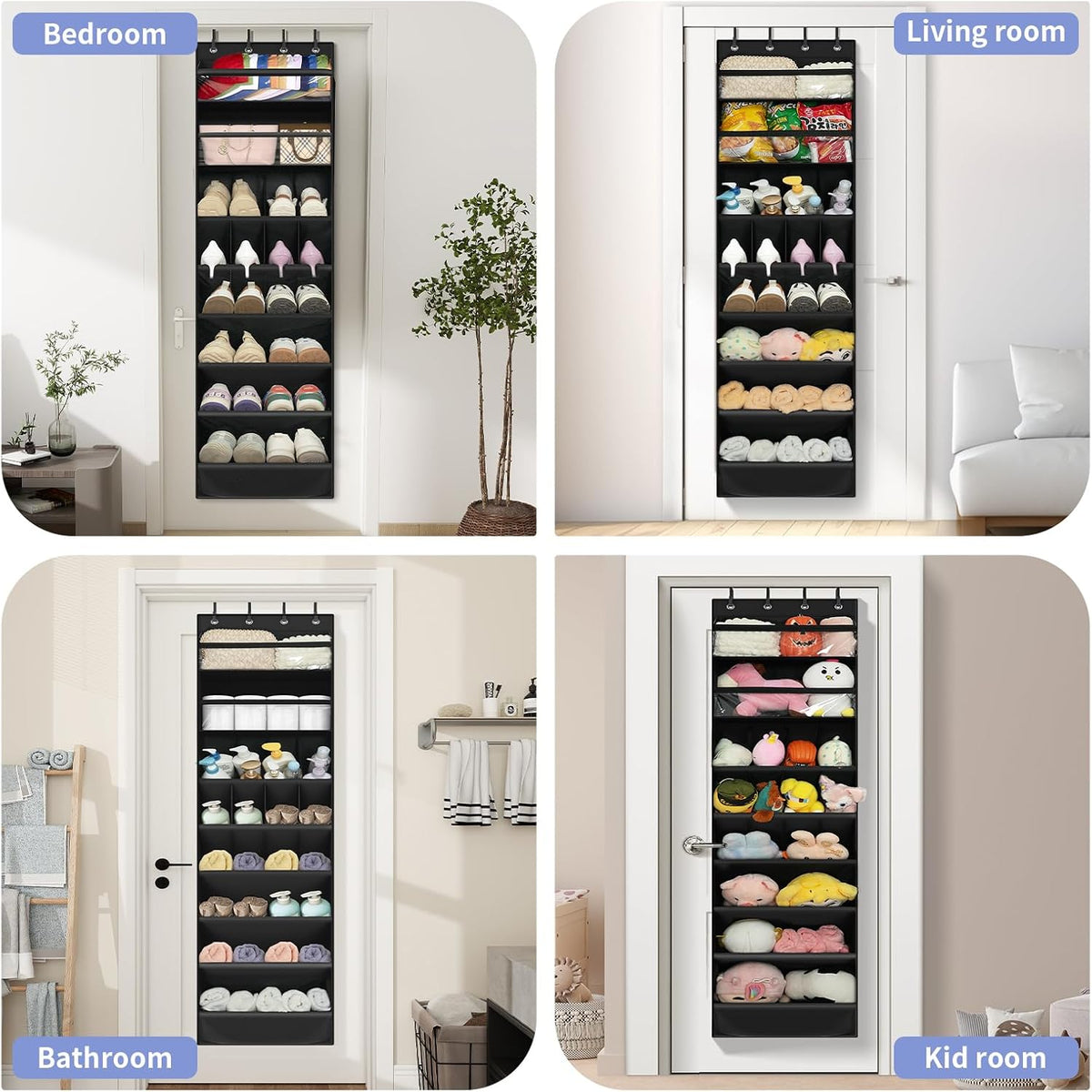1 Pack 8 Shelves Over The Door Shoe Organizer, 68" Exlarge Deep Pockets