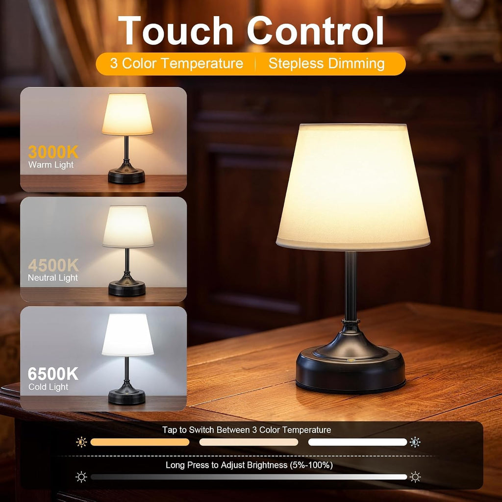 Small Cordless Table Lamp Rechargeable Black