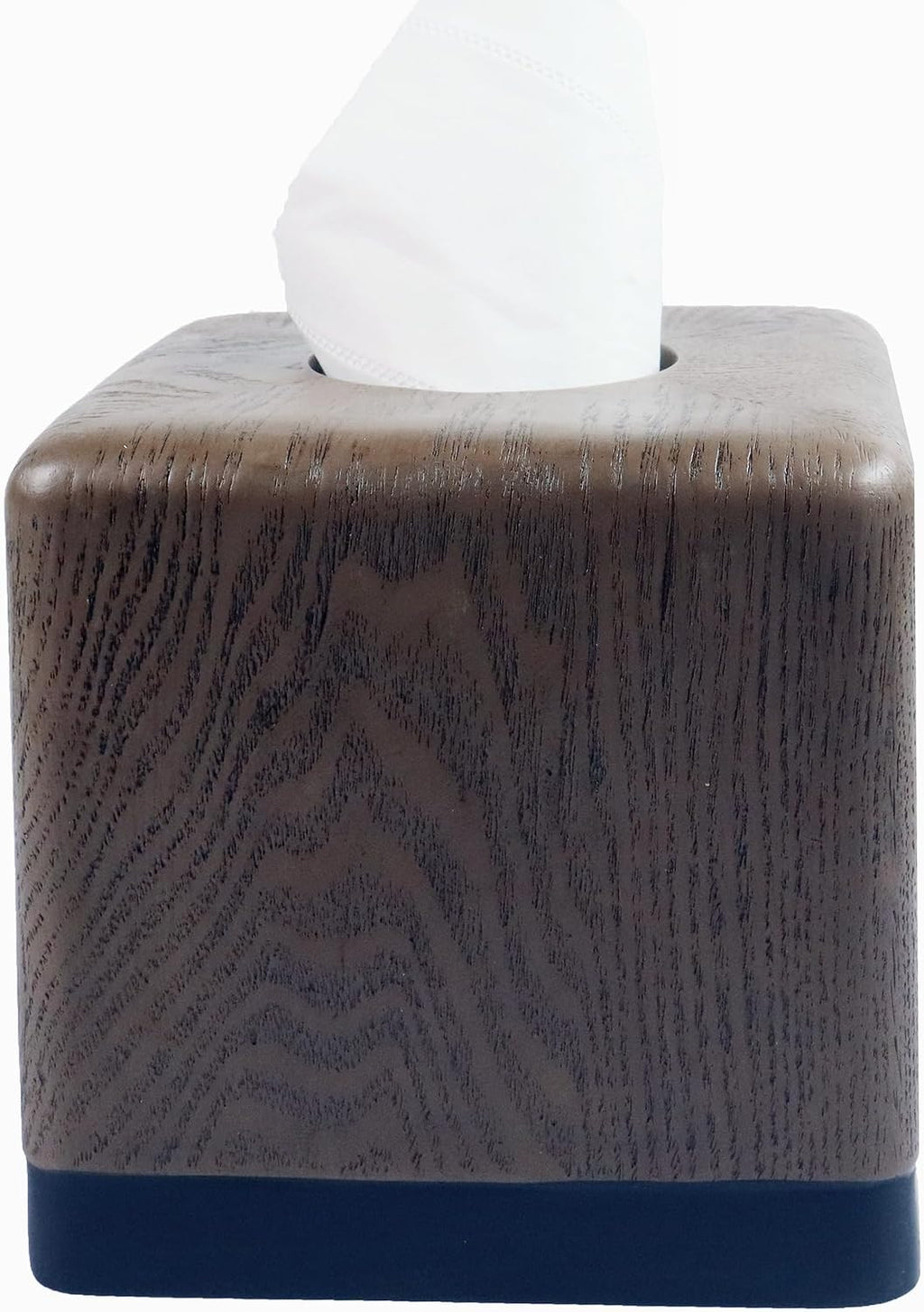 Hymmah Wooden Texture Square Tissue Box Cover Cube Tissue Holder Unique Design Klenex Box Dispenser for Bathroom Vanity Counter Tops Also Great for Bedrooms and Living Rooms