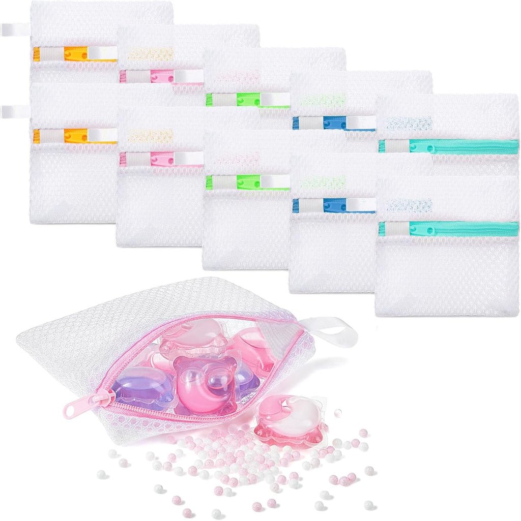 10 Pcs Anti-Sticking Laundry Pod Storage Bag Portable Laundry Pods Dissolution Protection Bag Scent Beads Bags Small Foldable Mesh Laundrys Durable Storage Bags for Pods Scented Beads