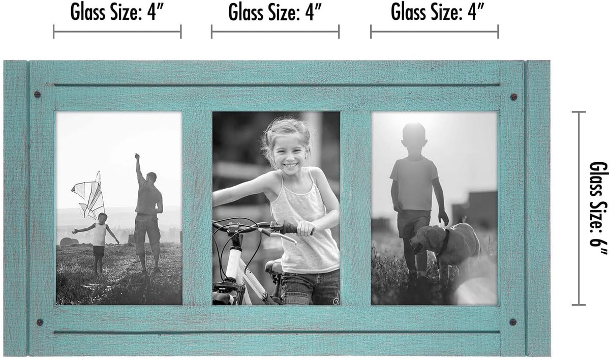 Americanflat 4x6 Collage Picture Frame - Rustic Turquoise Blue