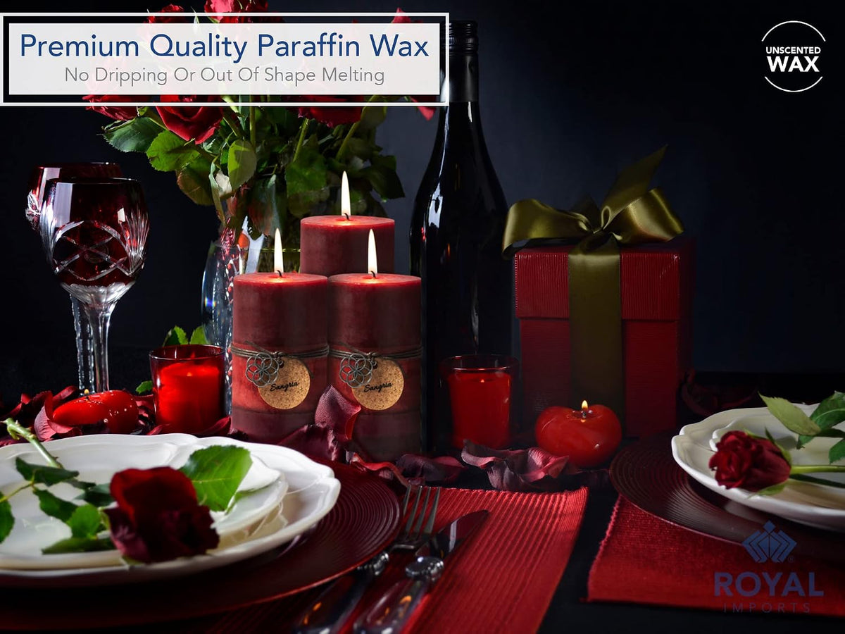 Royal Imports Christmas Candles 6" Red Sangria Ombre Pillar Candles 6PCS