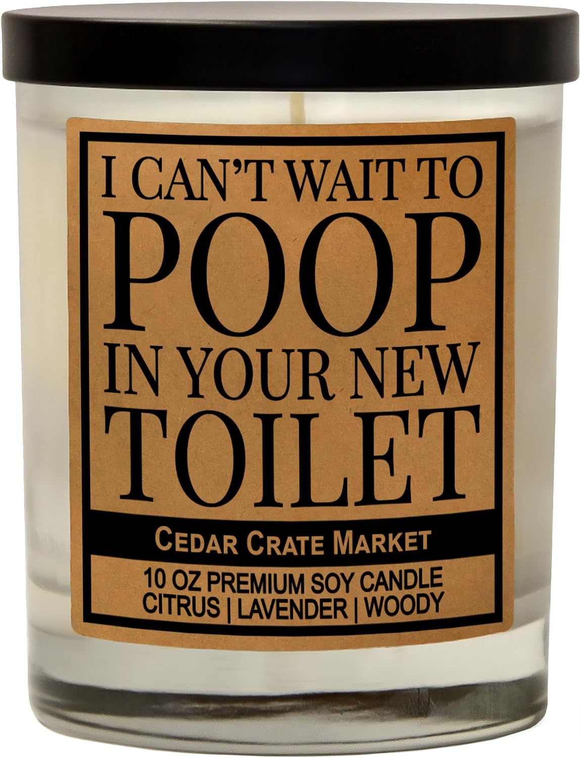 Funny House Warming Gifts New Home Candle - I Can't Wait to Poop
