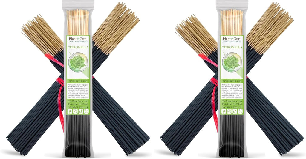 Citronella Exotic Incense Sticks 11 Inch - Bulk 1 Bundle 85 to 100 Sticks - Natural 11" Long Lasting Aroma that Burns for 45 to 60 Minutes. (Pack of 2)