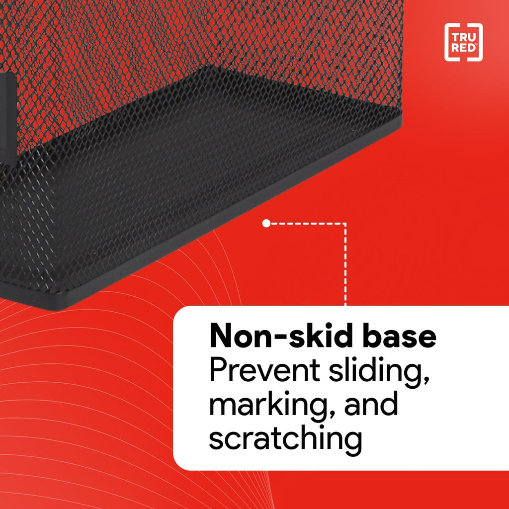 Staples TRU RED Metal Magazine File Organizer, Black - Top - Loading Desktop File Holder with Handle, Holds Up to 1000 Sheets