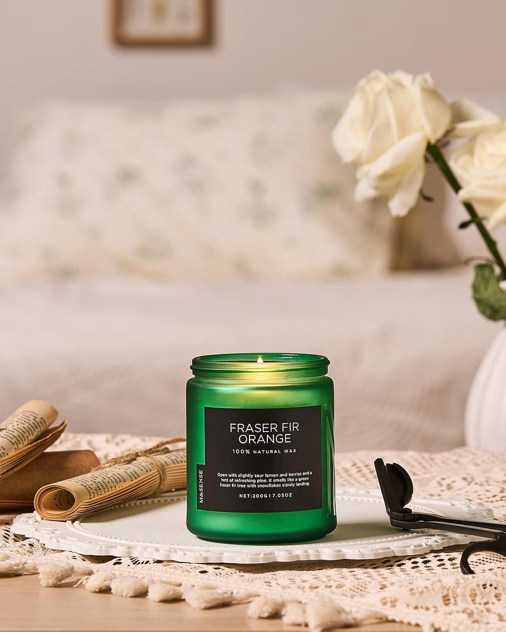 M&SENSE Fraser Fir Orange Non Toxic Christmas Scented Candles 7.05oz 50h