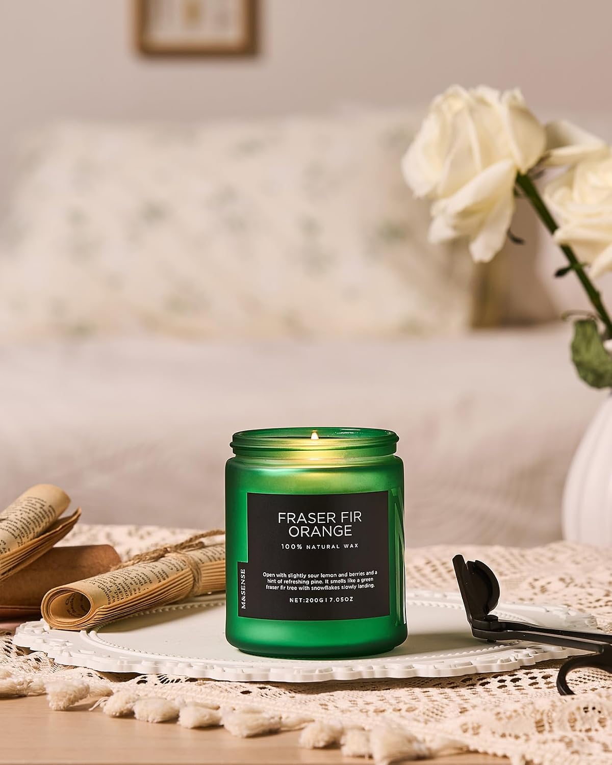 M&SENSE Fraser Fir Orange Non Toxic Christmas Scented Candles 7.05oz 50h