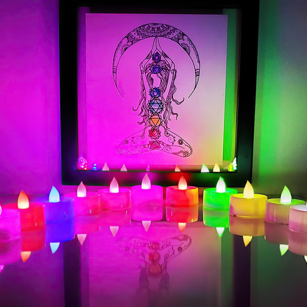 BEICHI 24Pack Color Changing LED Tea Lights,200+ Hours Life,White Body