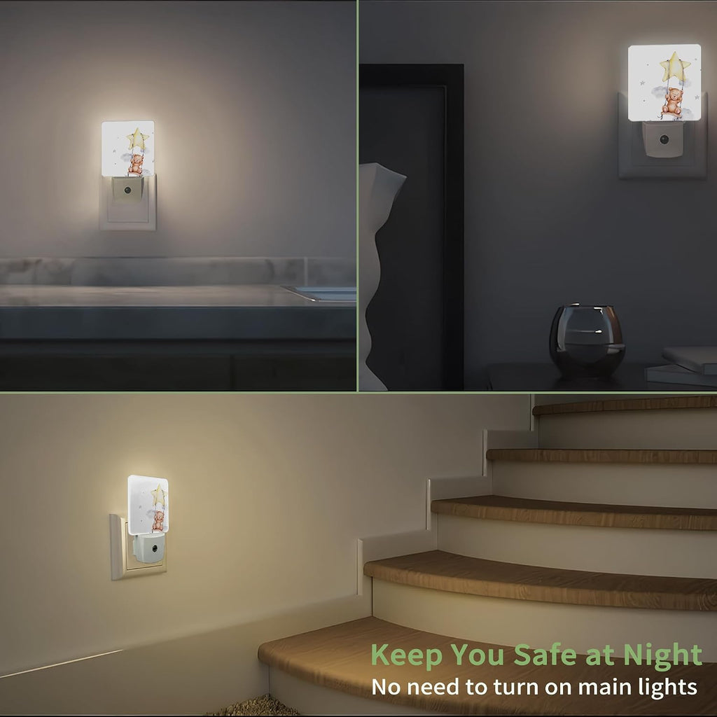 Teddy Bear Night Light, Cute Night Light Plug into Wall with Dusk to Dawn Sensor, LED Lamp Energy Saving Lights for Men Women Boys Girls,Lamp for Bedroom Bathroom Hallway