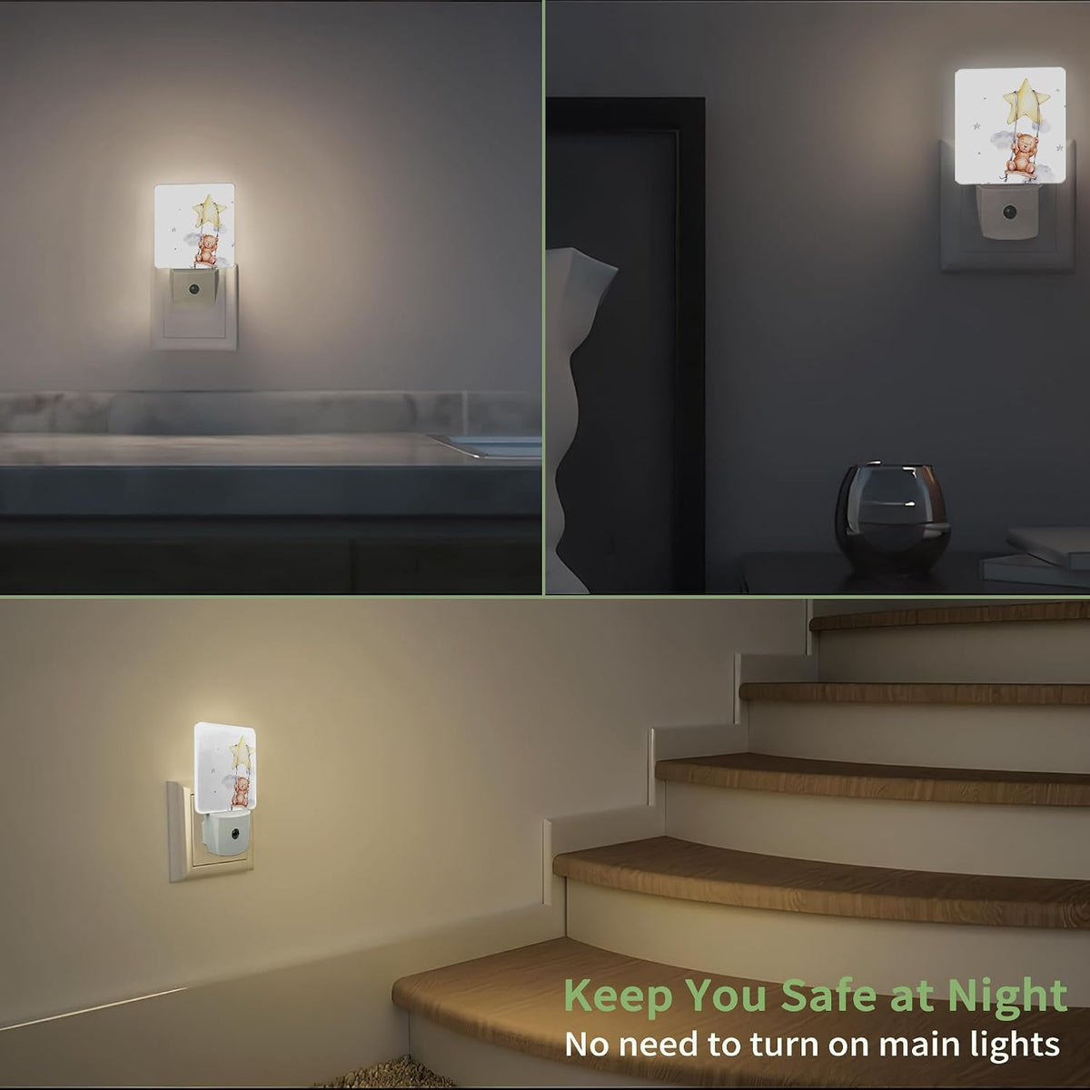 Teddy Bear Night Light, Cute Night Light Plug into Wall with Dusk to Dawn Sensor, LED Lamp Energy Saving Lights for Men Women Boys Girls,Lamp for Bedroom Bathroom Hallway