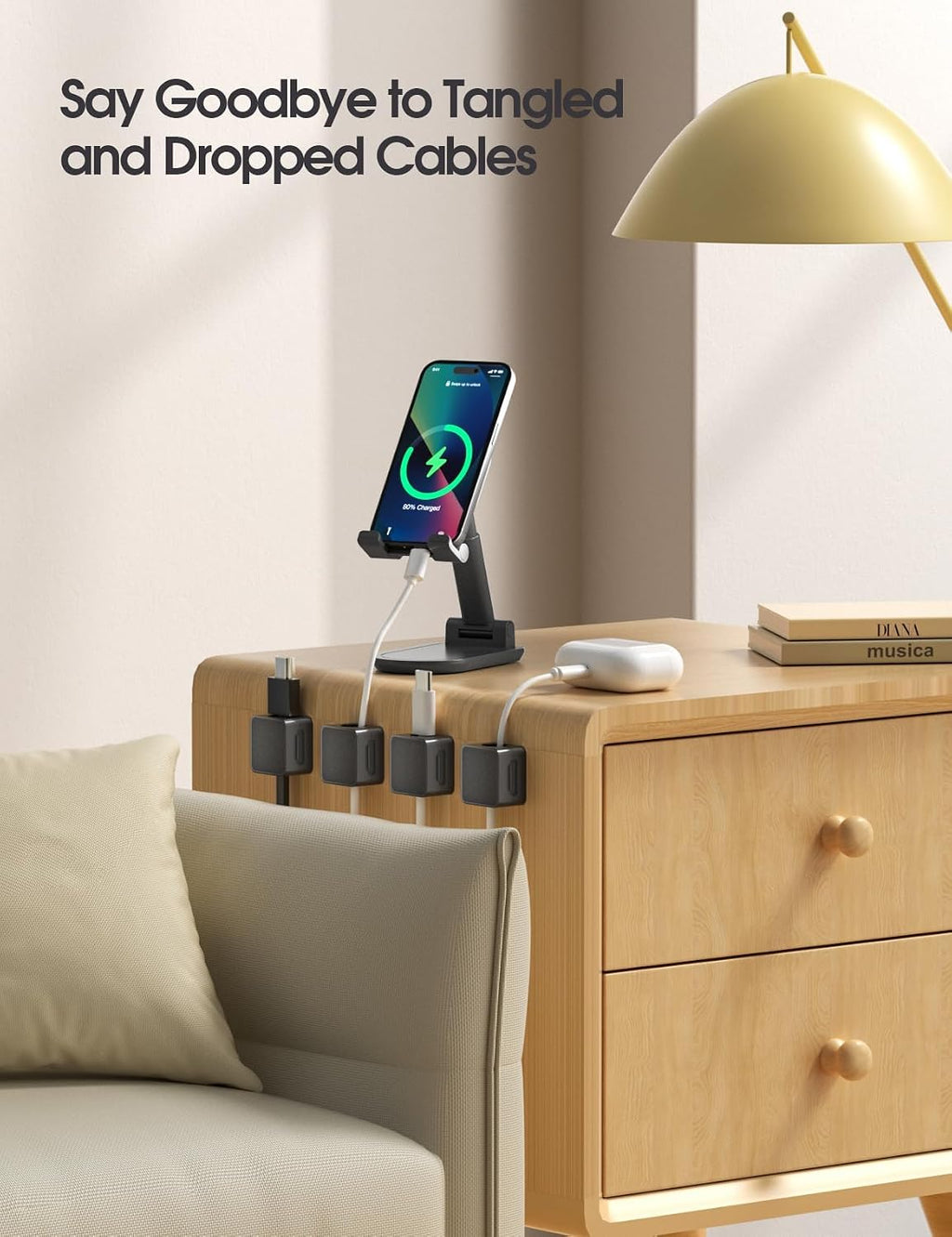 20-Pack Magnetic Cord Organizer Holder, Adjustable Cable Clips, Strong Adhesive Desk Cable Management Clips for Nightstand, Office, Car, Easy Open Design for Tidy Wire Organization