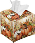 Fall Pumpkin Tissue Box Cover Square Leather Tissue Case Holder