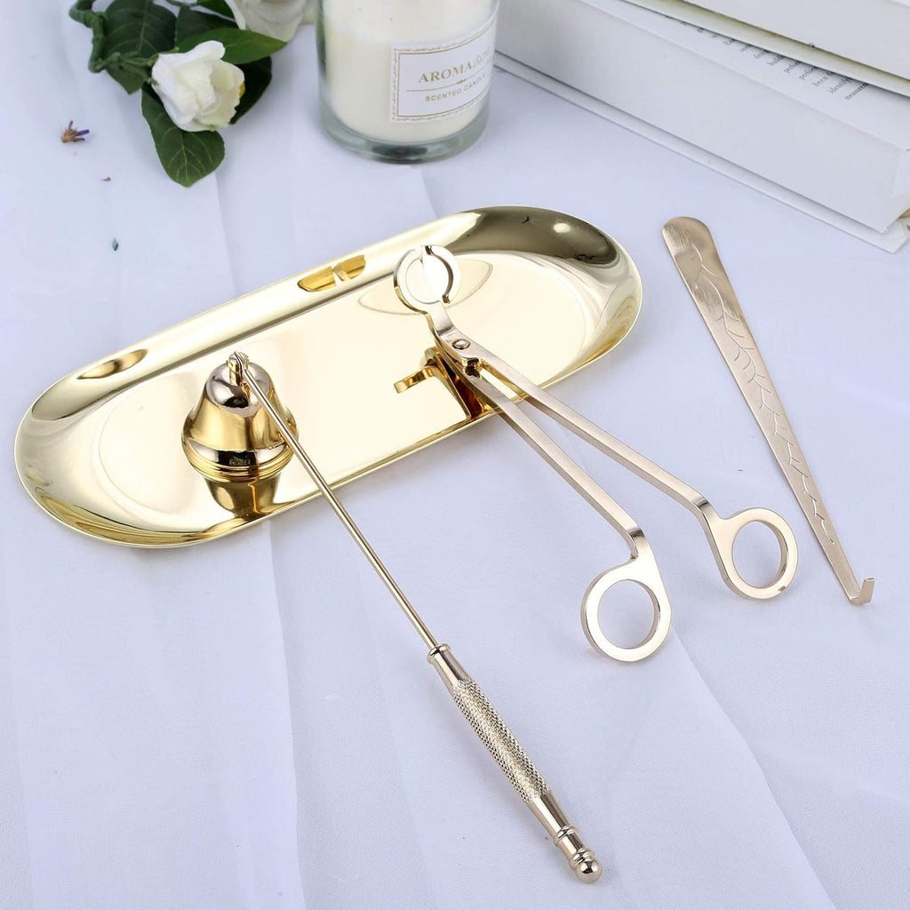 4 in 1 Candle Accessory Set, Candle Wick Trimmer Candle Cutter Gold