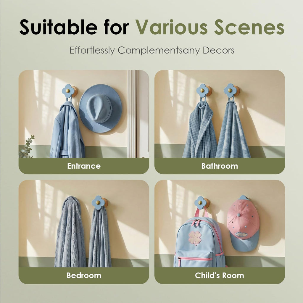 Upgreded Heavy Duty Coat Rack Wall Mount for Entryway, Kids' room Blue